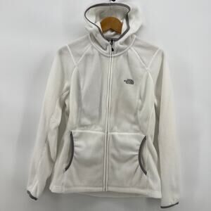 Womens The North Face White Full Zip Polartec Hooded Jacket Size Large